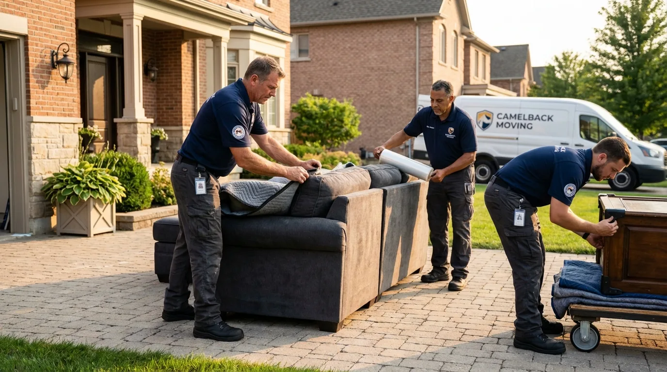 Large estate moving crew wrapping furniture in Darby, PA