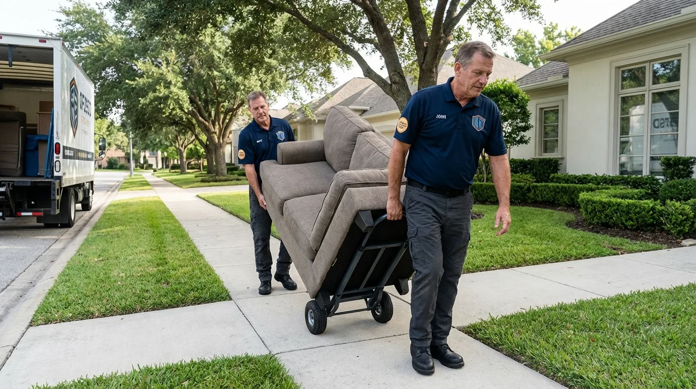 Local residential moving crew loading furniture in Darby, PA